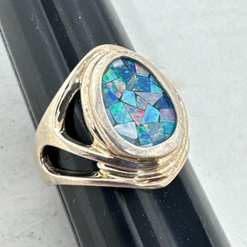 Sterling Silver 925 Mosaic Opal Ring Whitney Kelly WK Modernist Size 9.25